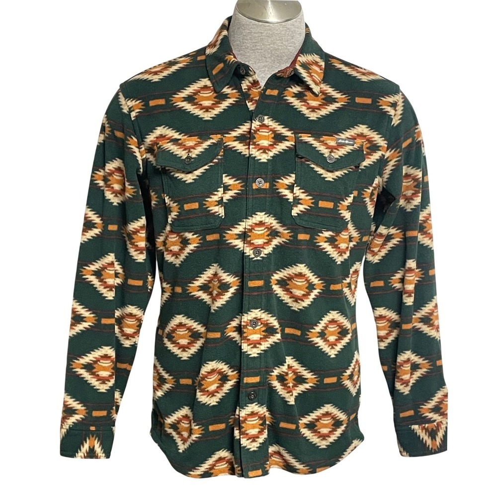 Eddie Bauer Southwestern Aztec Fleece Button Down Shirt Jacket Men's Medium